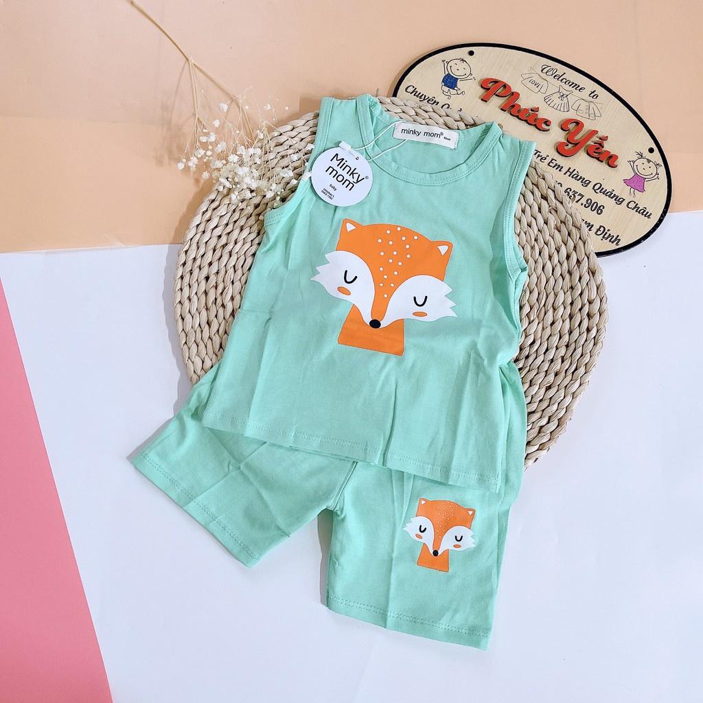 Bộ ba lỗ chất cotton 100% - Bộ ba lỗ minky mom in họa tiết lợn cam cho bé ( cân nặng từ 8-19kg) (1471