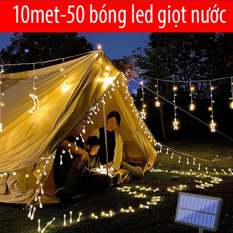 Bộ Dây Đèn Led Trang Trí Hình Giọt Nước 10m -50 Bóng Giọt Nước Trong Suốt Ánh Sáng Vàng Màu Nắng Ấm Đẹp