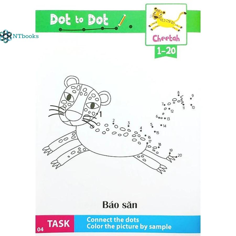 Combo 2 cuốn Nối Số Và Tô Màu Thông Minh: Thế Giới Động Vật - Động Vật Hoang Dã Tập 1 + Tập 2