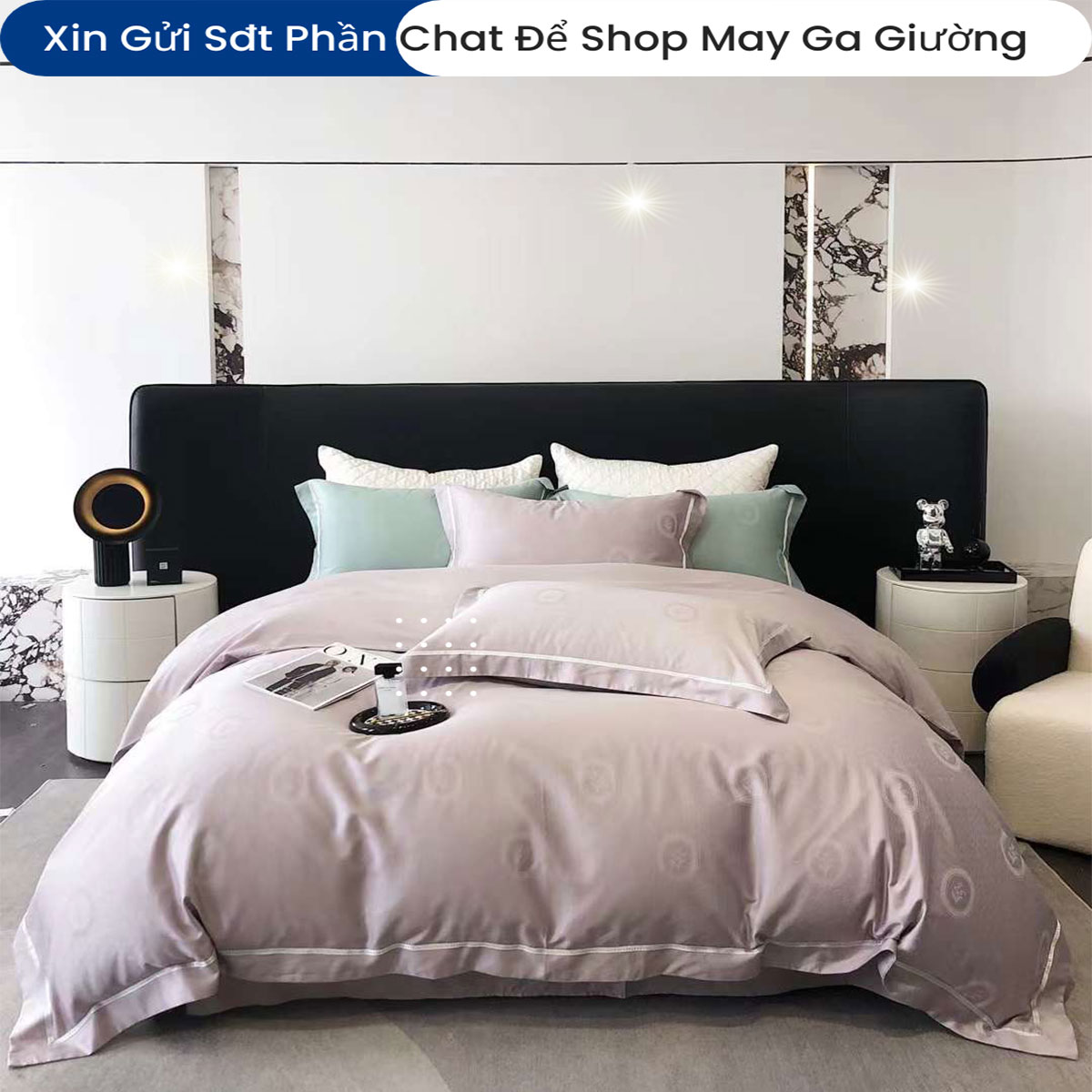 Bộ Chăn Ga Gối Đệm Lụa Tencel 100s Màu Trơn 5 Món ANNA NGUYÊN Cao Cấp Chăn Chần Bông Lụa Mềm 01