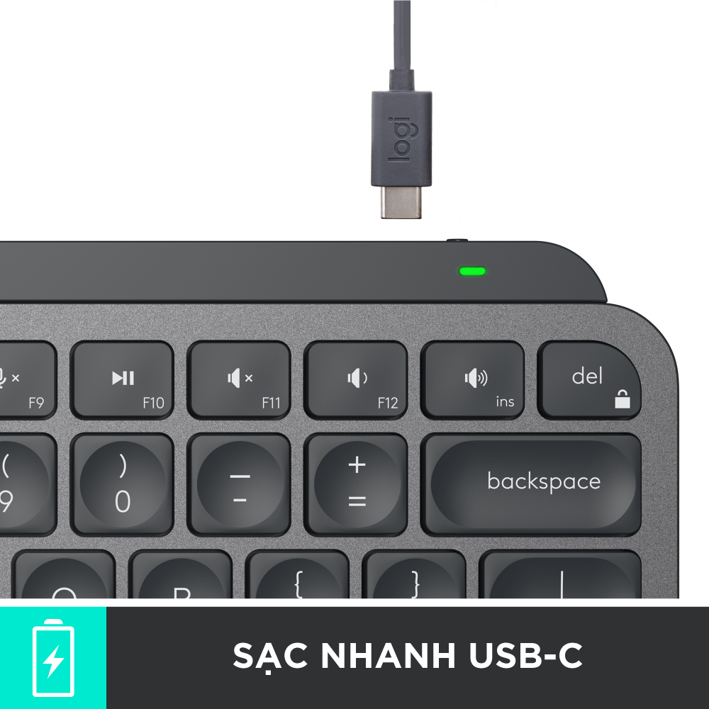 Bàn phím không dây Bluetooth Logitech MX Keys Mini - Hàng Chính Hãng