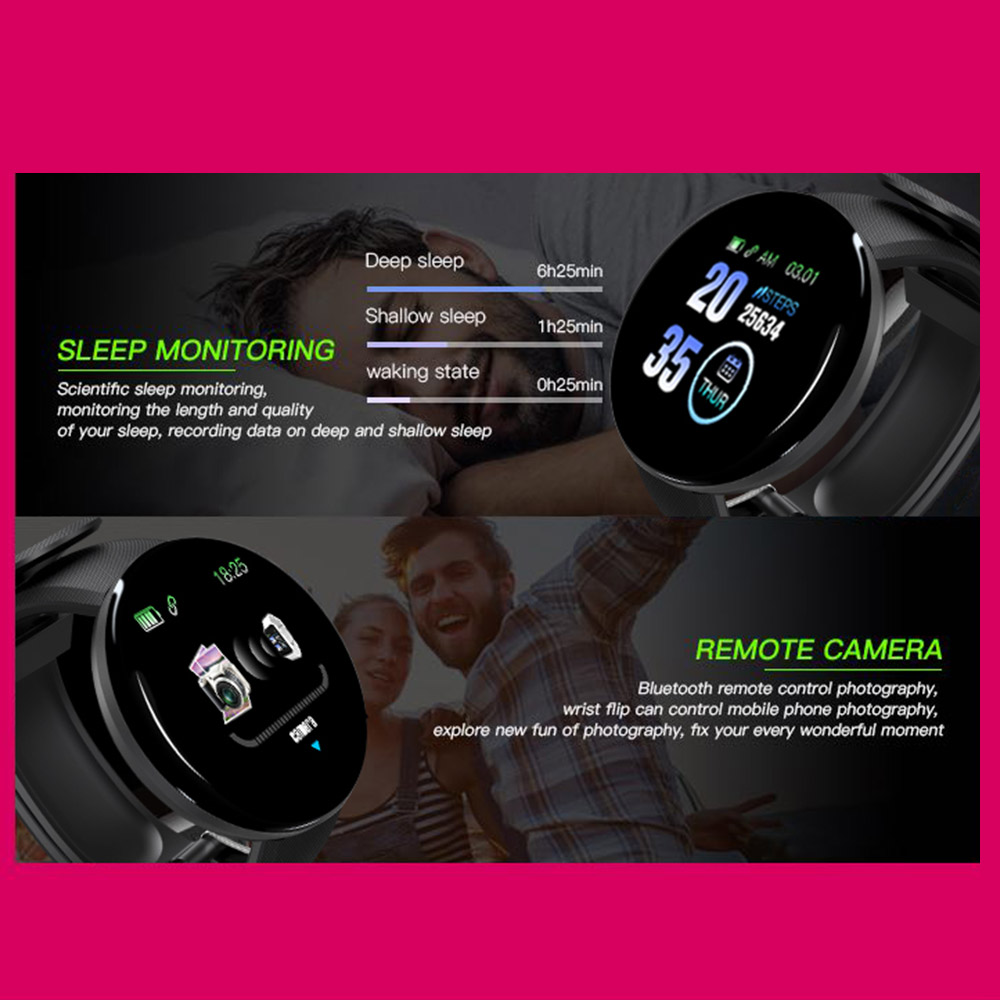 Đồng hồ thông minh D18 Màn hình TFT 1,3 inch IP65 Vòng đeo tay chống nước,theo dõi nhịp tim,giấc ngủ