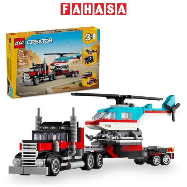 Đồ Chơi Lắp Ráp Xe Tải Vận Chuyển Trực Thăng 3 In 1 - Flatbed Truck With Helicopter - Lego Creator 31146 (270 Mảnh Ghép)