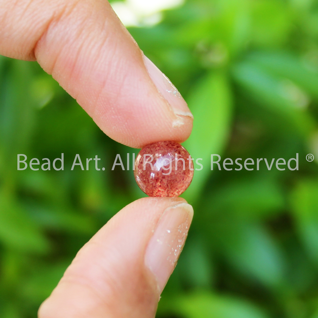 [1 Hạt] 9MM Đá Thạch Anh Dâu Tây Hồng ,Strawberry Quartz Tự Nhiên Loại AAA, Phối Vòng Tay Phong Thuỷ, Đá Phong Thuỷ, Chuỗi Hạt, Mệnh Hoả, Thổ - Bead Art