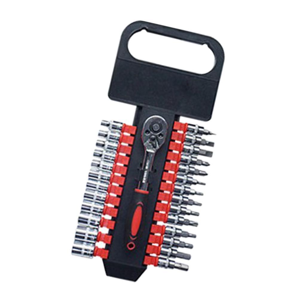 Ratcheting Socket Wrench Set - Quick Release Reversible Ratchet - Motor Repair Tools Combination Suit