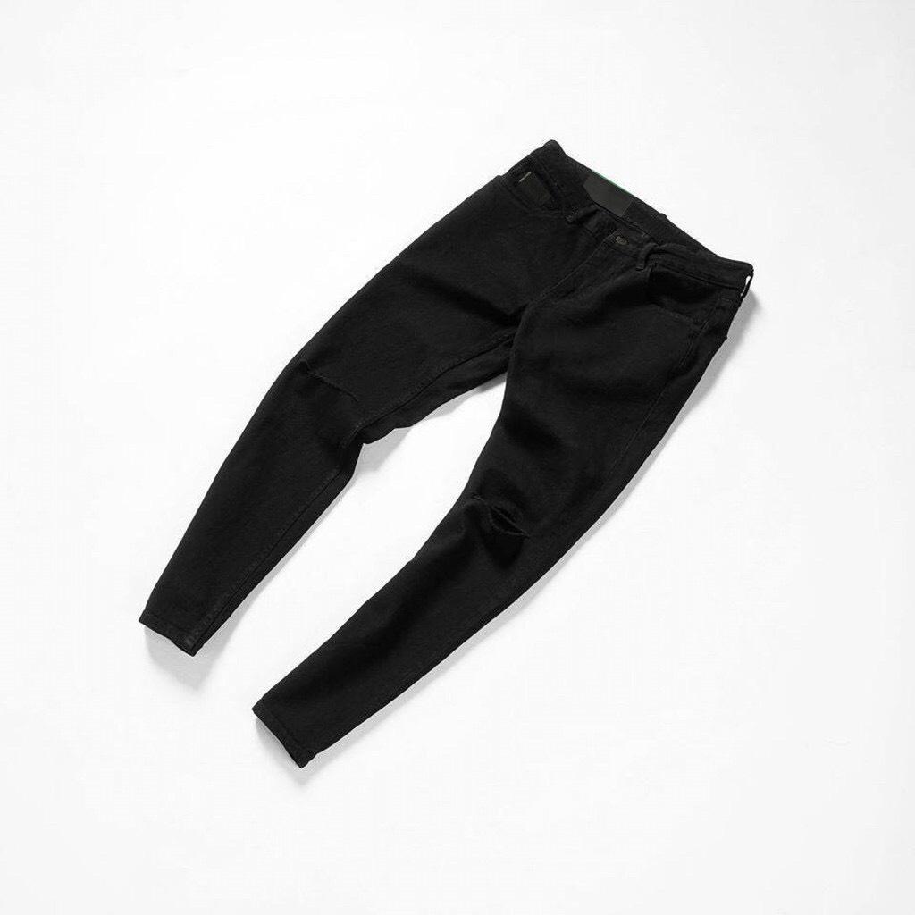 Quần jean nam đen trơn & rách vải jeans bò cotton duck cao cấp mềm mịn, co dãn - form slim fit