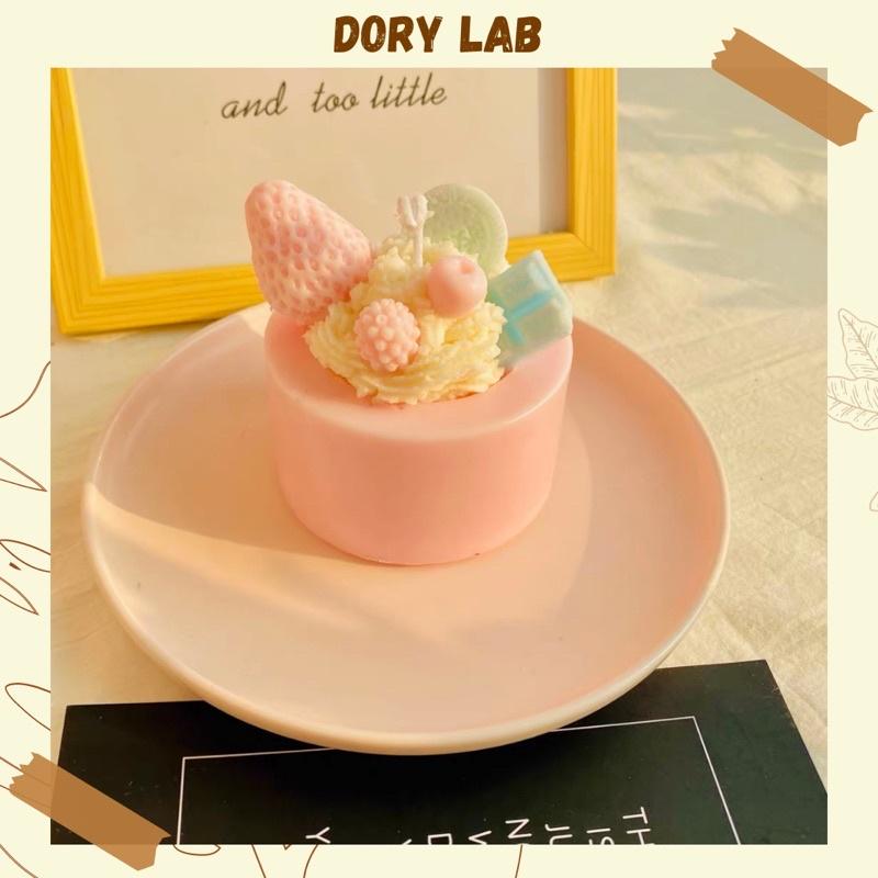 Nến Thơm Bánh Kem Phủ Kem Mix Topping Không Khói, Quà Tặng Sinh Nhật - Dory Lab