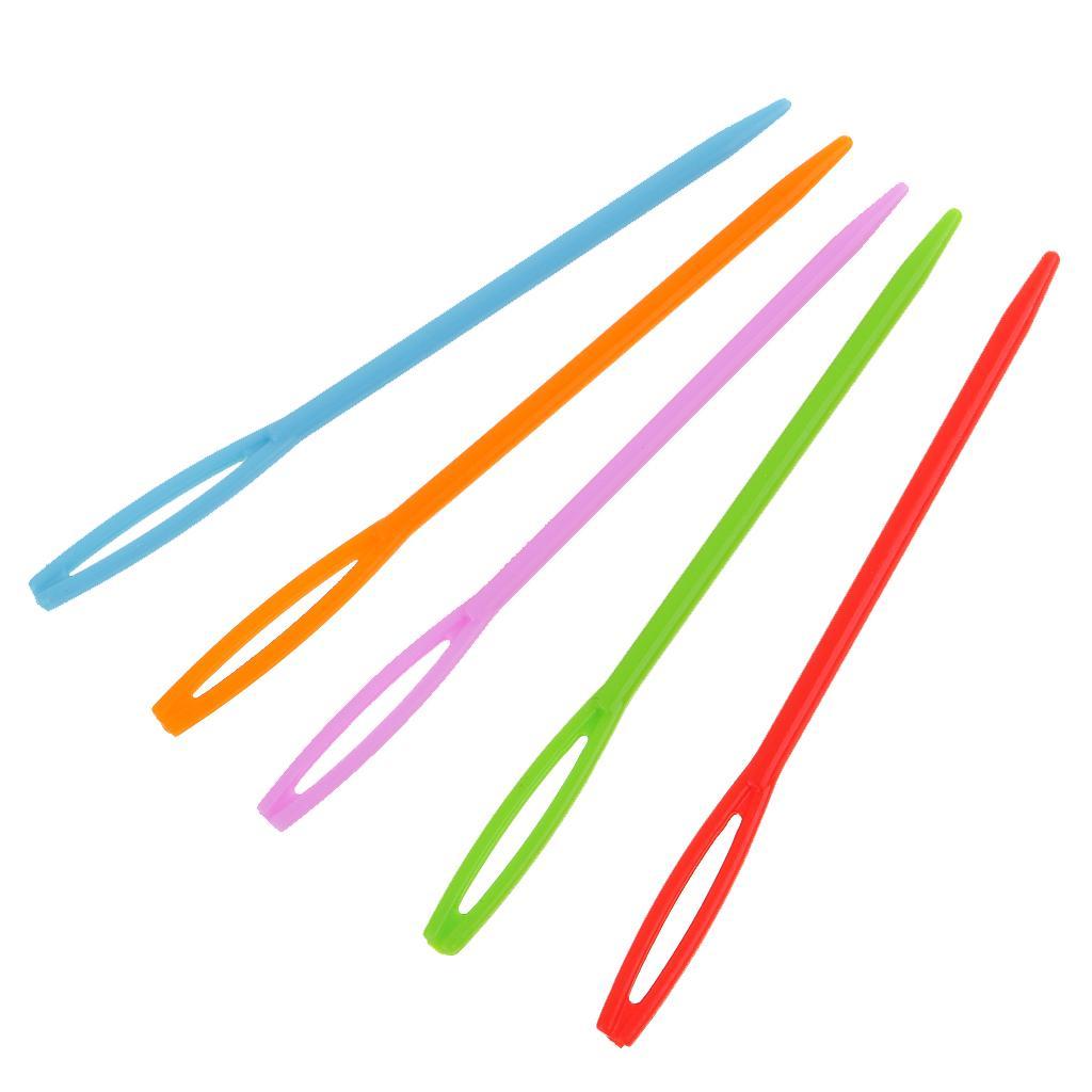 3x 100pcs 7cm Multicolor Plastic Sewing Threading Darning Needles Cross Stitch