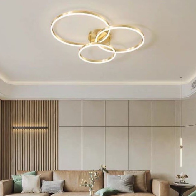 Đèn trần SAHES kiểu dáng hiện đại trang trí nhà cửa cao cấp với 3 chế độ ánh sáng kèm điều khiển .