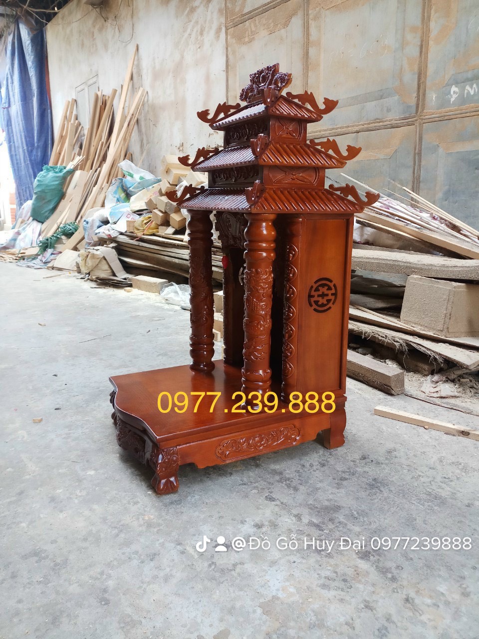 bàn thờ thần tài gỗ thông 56cm