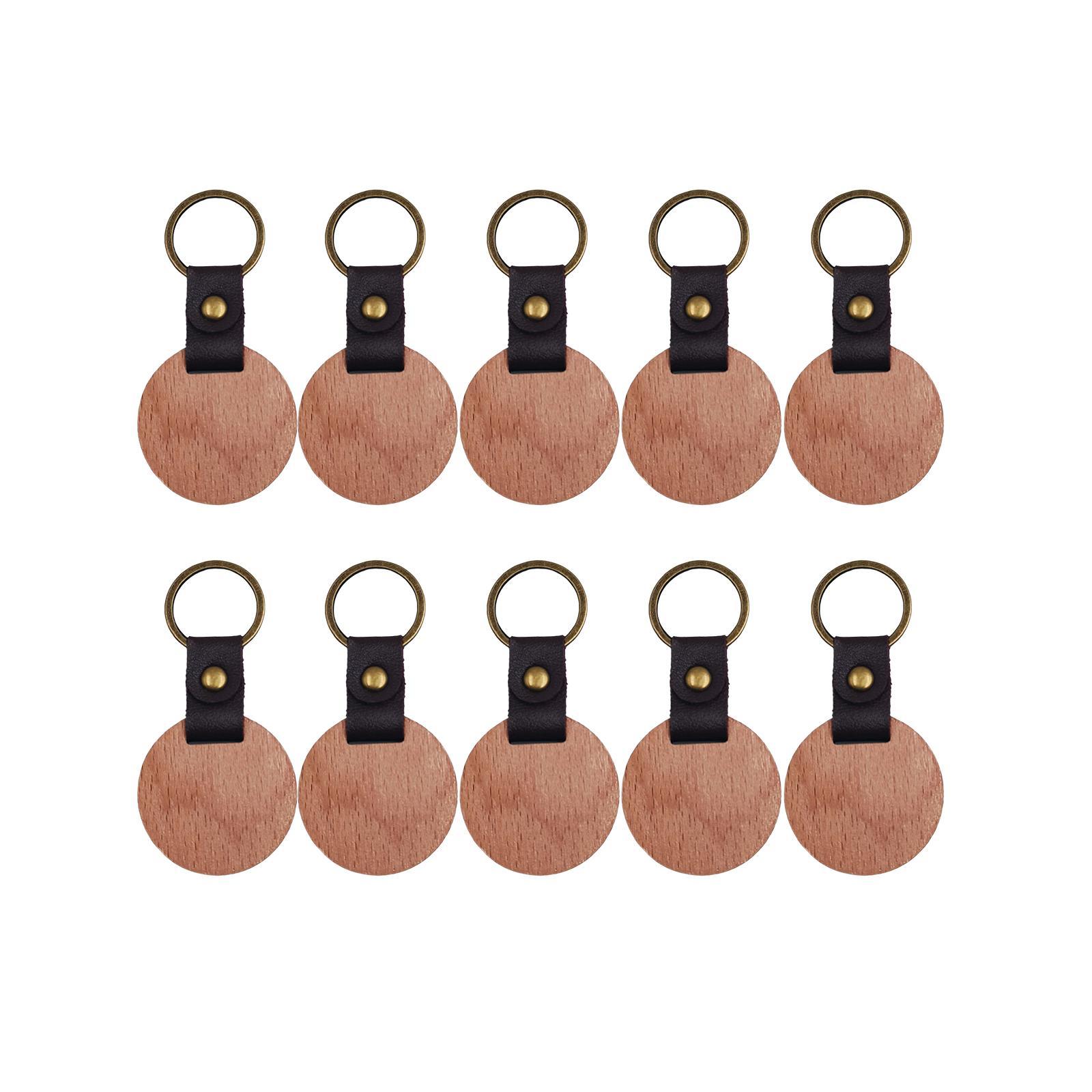 10Pcs Wooden Keychain  Keychain Holder for DIY Crafts Bag Pendant Home