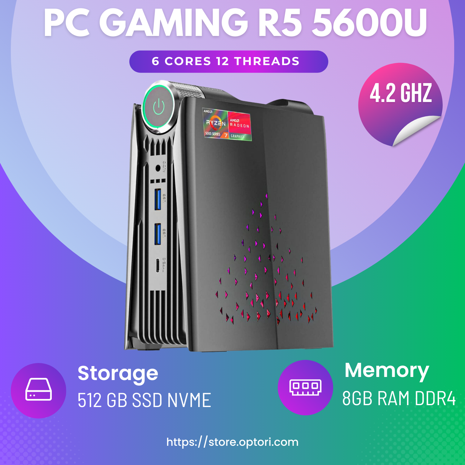 Máy Tính Để Bàn Pc Gaming Nuc Amd Ryzen5 5600U 6 Cores 12 Threads 4.2Ghz Hàng Chính Hãng - Ram 8G Ssd 512G