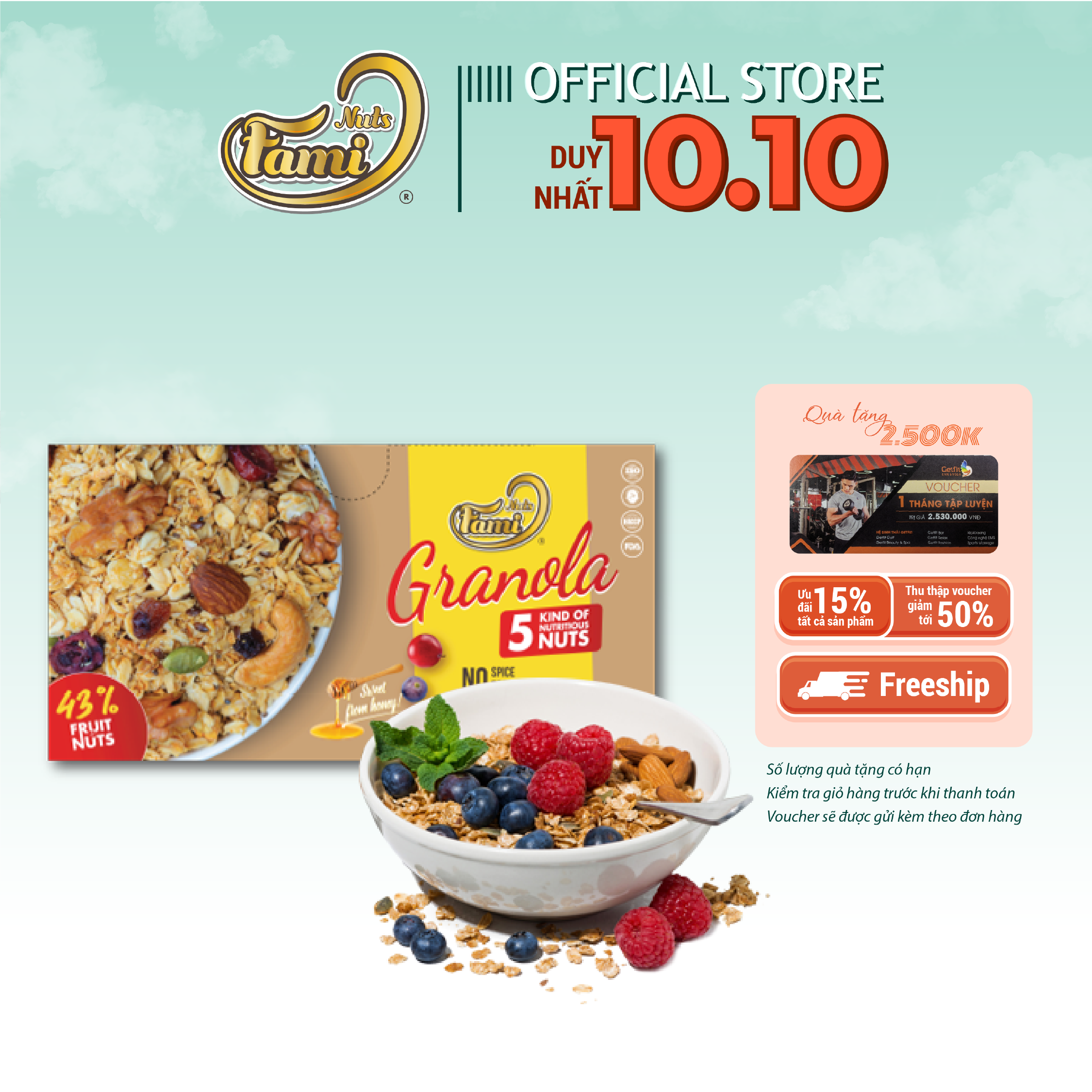 Hạt Dinh Dưỡng Ngũ Cốc Granola - Hộp Giấy 168g - FAMINUTS