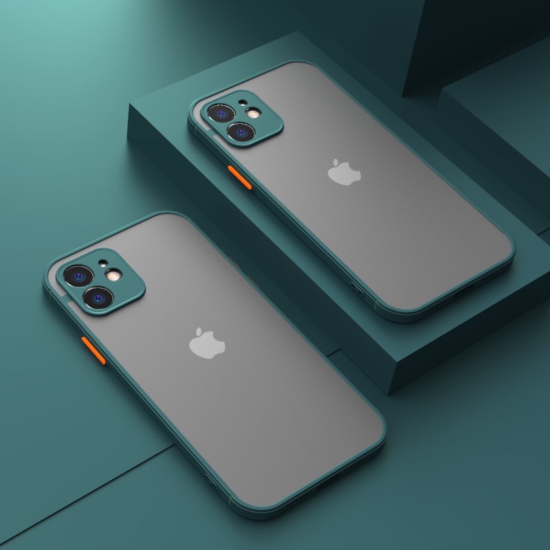 Ốp Điện Thoại Nhám Trong Mờ Chống Sốc Có Nút Cho Iphone 13 promax, 12 promax, 11 promax, xsmax, 7plus, 6plus_B059