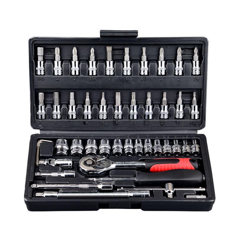 Bộ hộp công cụ sửa chữa ô tô phong cách mới nhất Bộ ổ cắm hộ gia đình ratchet cờ lê nhanh bộ công cụ tuốc nơ vít lớn