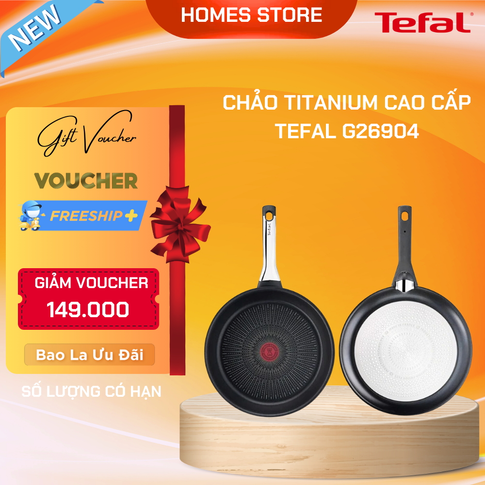 Chảo Chống Dính TEFAL Phủ Titanium Excellence G26904 - Nhập Khẩu Đức  Bền Gấp 6 Lần Chảo Thường Đường Kính 24 Cm Sâu 5.5 Cm - Hàng Nhập Khẩu