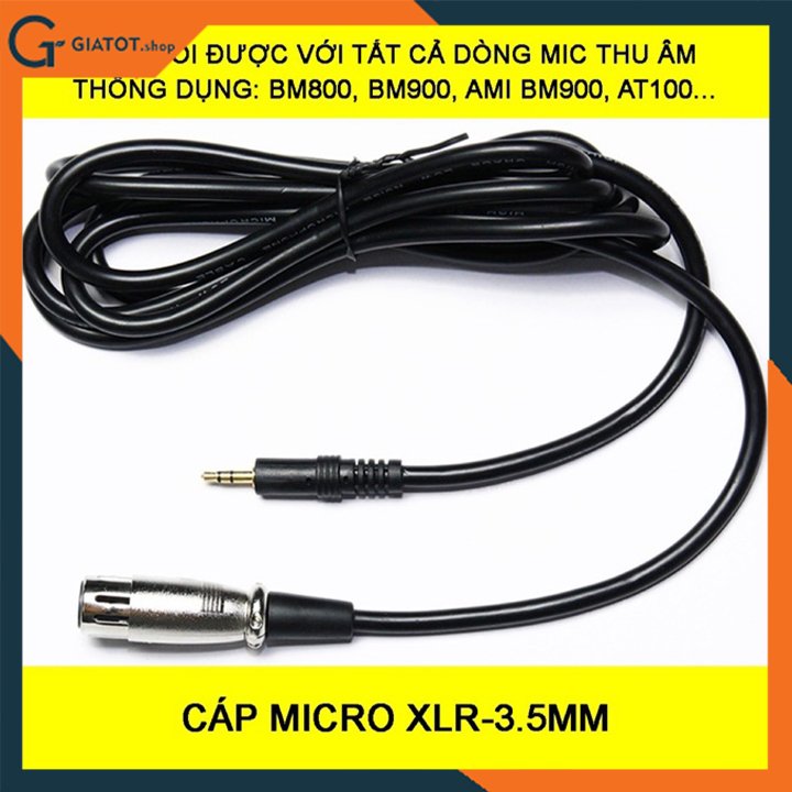 Dây micro míc thu âm 5V XLR chân cắm 35.mm