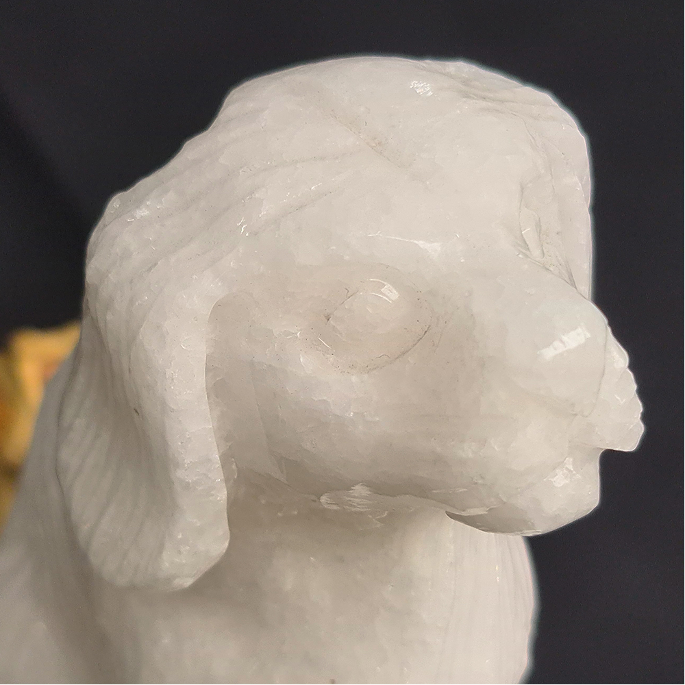 Tượng Phong Thuỷ Tuổi Tuất - Chó 12 Con Giáp Đá Trắng - 15cm - Mx - Hợp Mệnh Kim Thuỷ