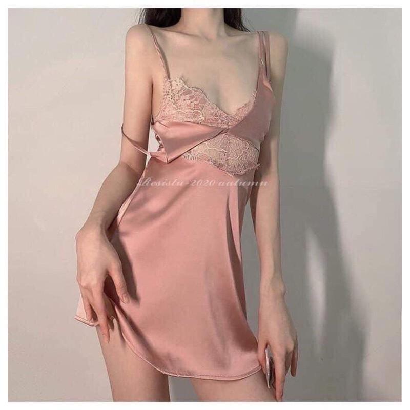 VÁY NGỦ LỤA PHỐI REN SEXY