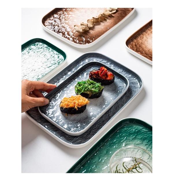 Đĩa sứ chữ Nhật Vân Đá Thạch , Đĩa sứ chữ Nhật phẳng đĩa beef steak