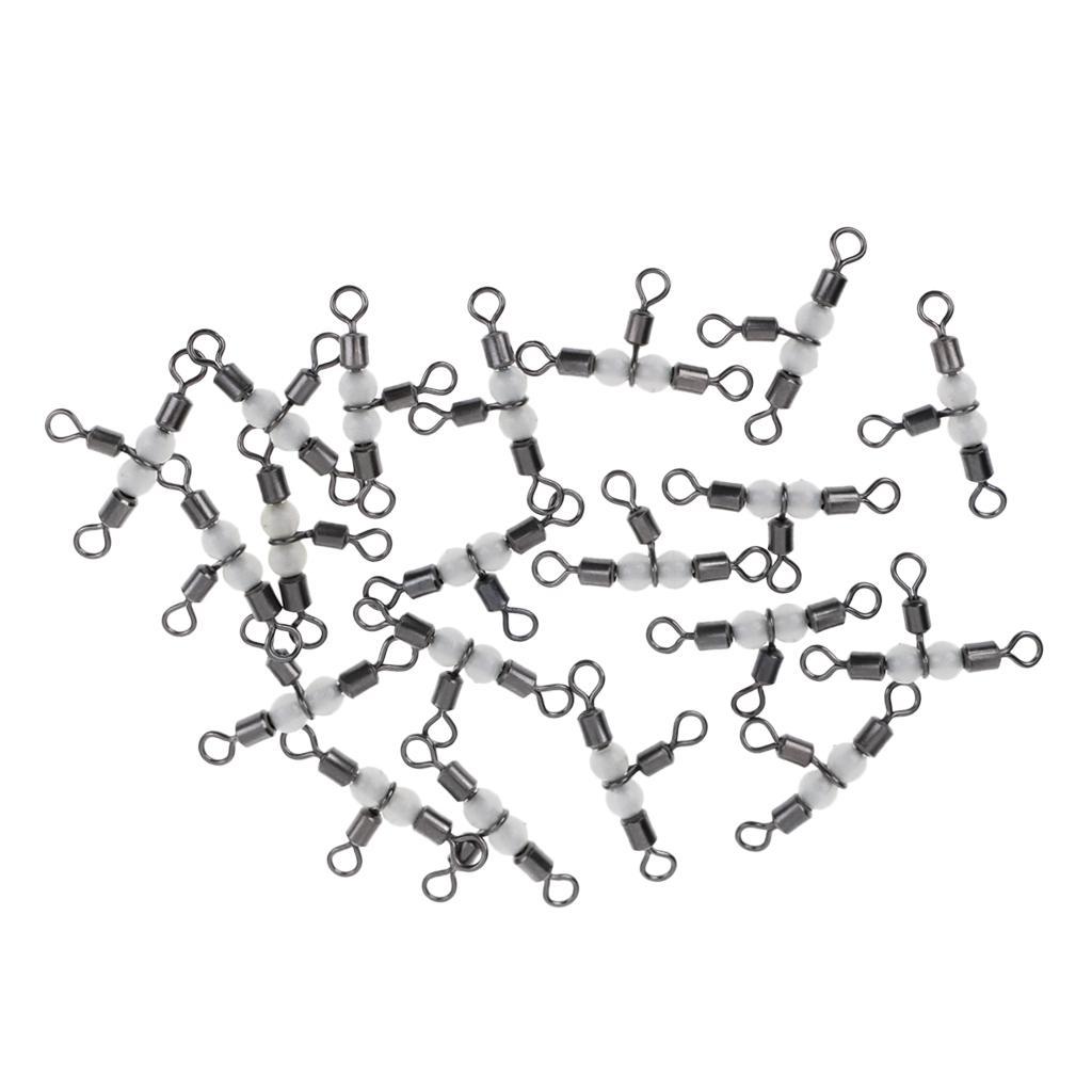 20 Pieces Fishing Three Way Swivel Connector 3 way T-Turn Triple Stainless Steel Fishing Barrel Swivel Tackle Accessories