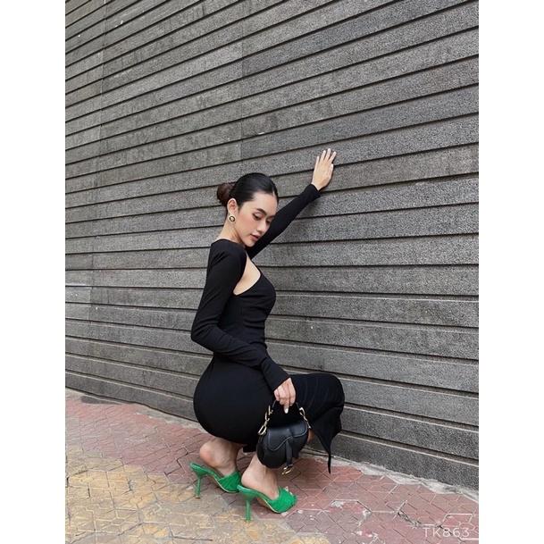 ĐẦM BODY CỔ YẾM CUT VAI VÁY BODY CUT VAI XB