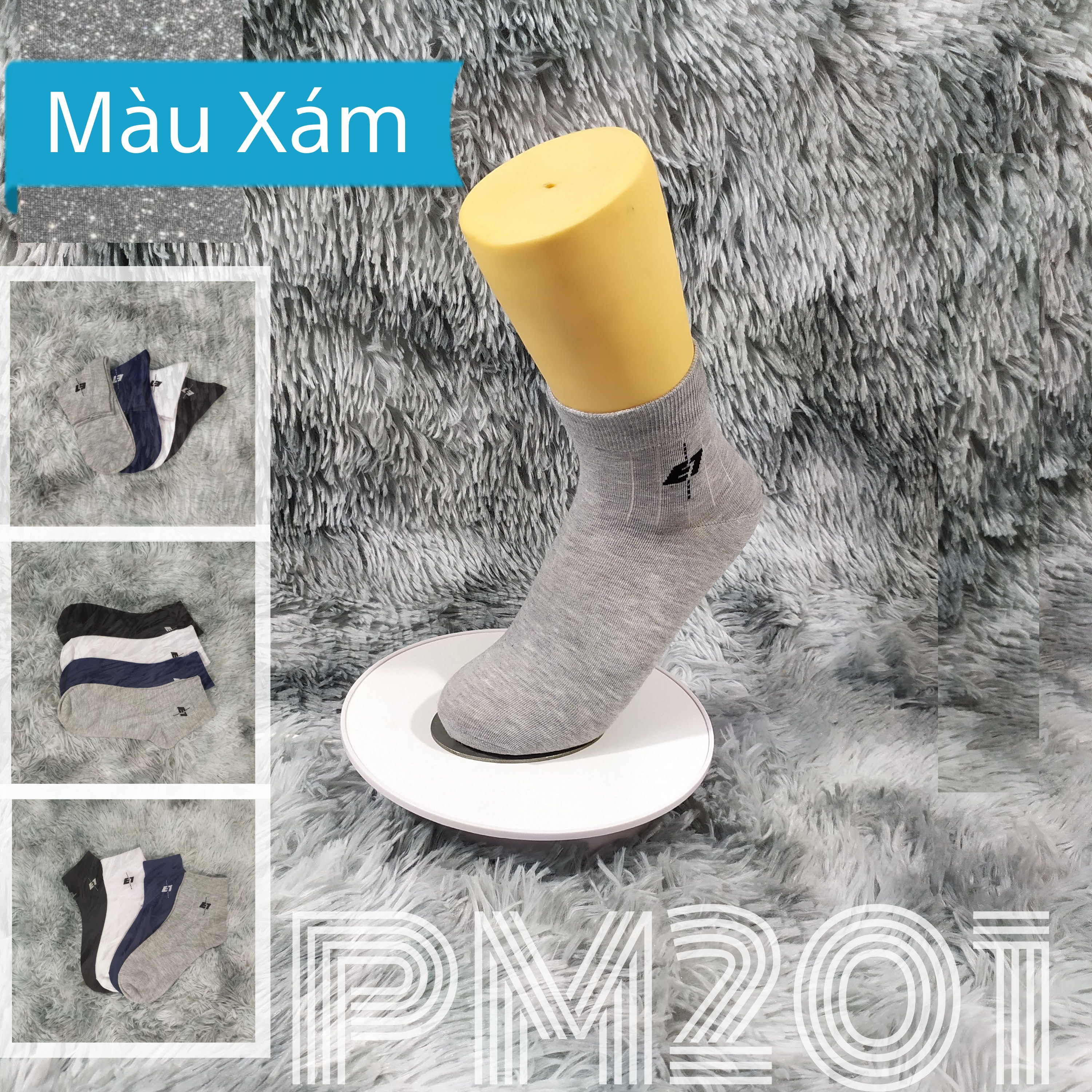 Hình ảnh Tất Vớ nam cổ trung trơn AS-PM201. 4 màu: Trắng, đen, xanh, xám. dày dặn, mềm mại, kháng khuẩn khử mùi, không hôi chân.