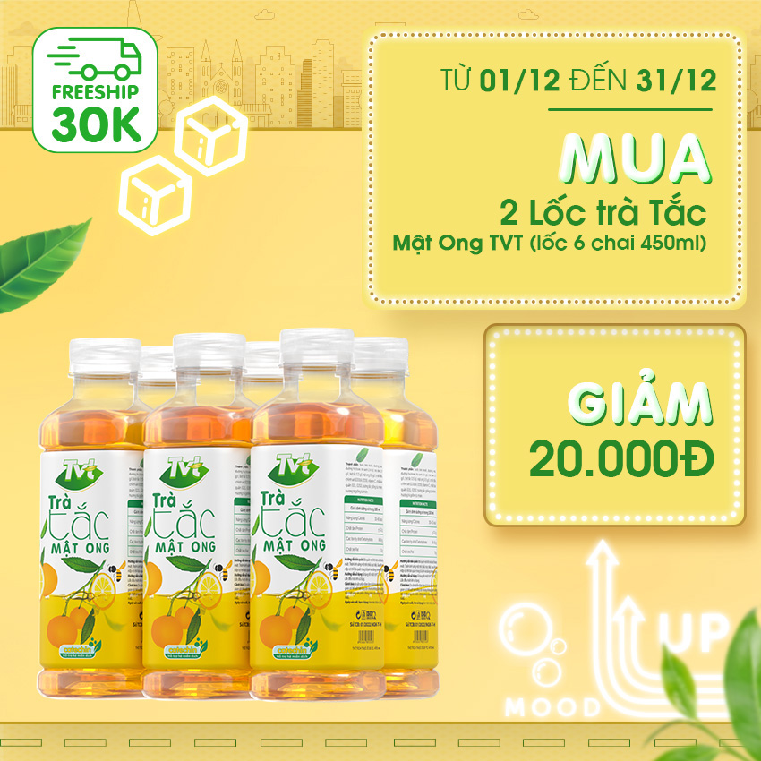 [Combo 12 chai 450ml] Trà Tắc Mật Ong TVT tinh chất trà xanh, mật ong, quả tắc, mát lanh thanh khiết, tốt cho tim mạch