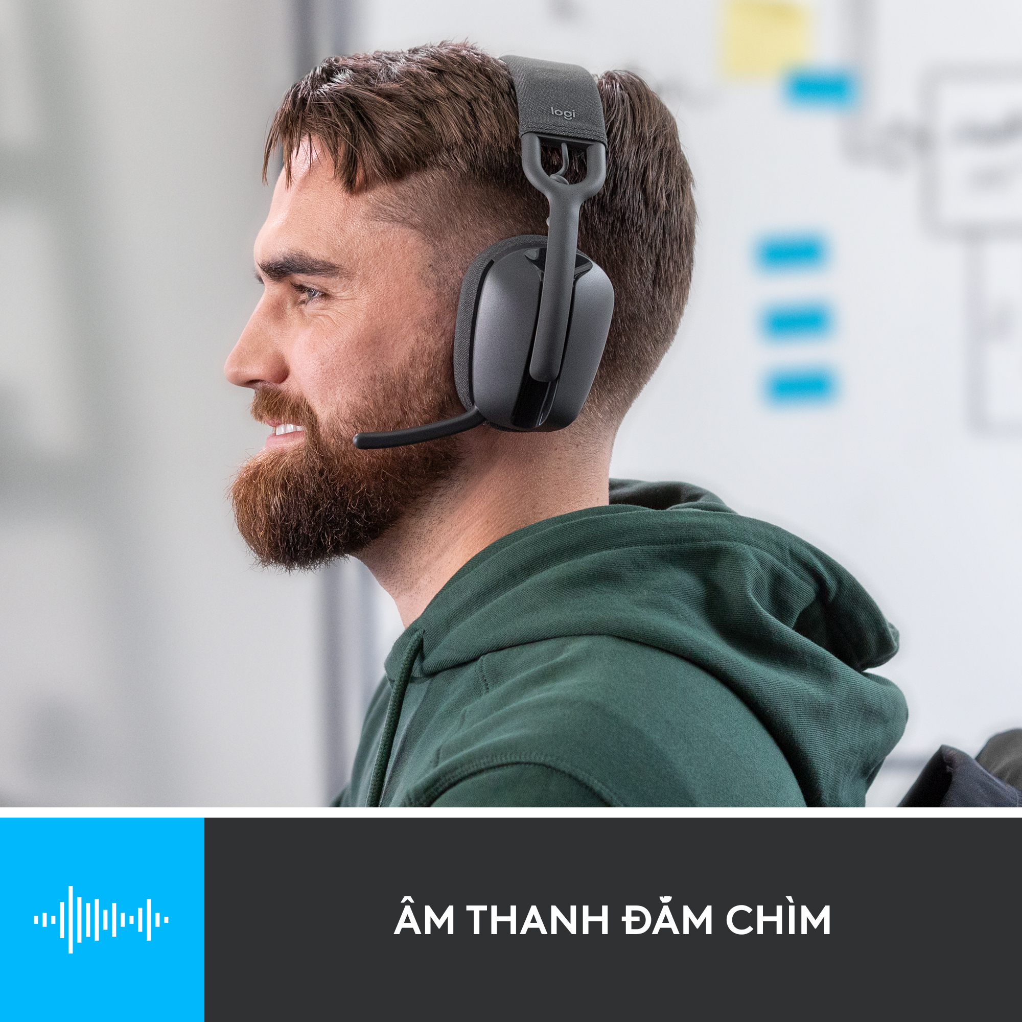 Tai nghe không dây Logitech Zone Vibe 100 nhẹ, với micrô khử tiếng ồn, Tai nghe Bluetooth Đa điểm Tiên tiến, Hoạt động với Teams, Google Meet, Zoom, Mac/PC - Hàng chính hãng