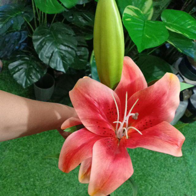 Cành Hoa Ly Casu 2 bông 1 nụ-Hoa Giả
