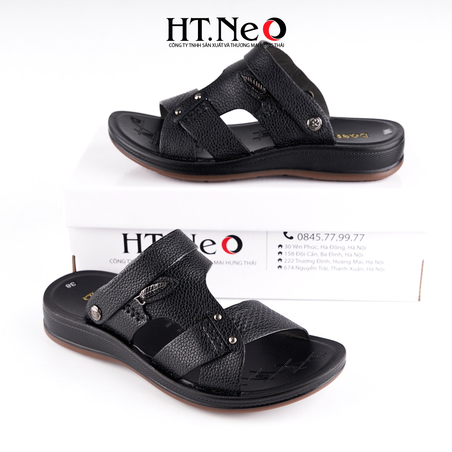 Sandal nam HT.NEO 100% da bò mềm mại, đế cao su nguyên khối, khâu may chân quai siêu chắc chắn SD155