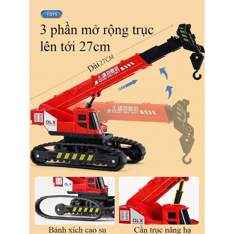 Đồ chơi mô hình xe cẩu tự hành kèm 4 khối gỗ xoay 360 độ bánh xích