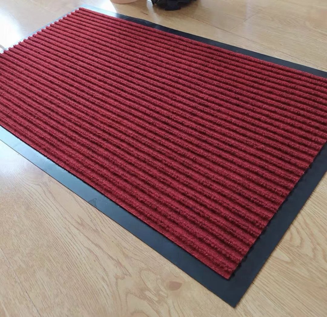 Thảm Chùi Chân chống trượt đế cao su trải sảnh 120cm x180cm - Đỏ đun &amp; Xám đen