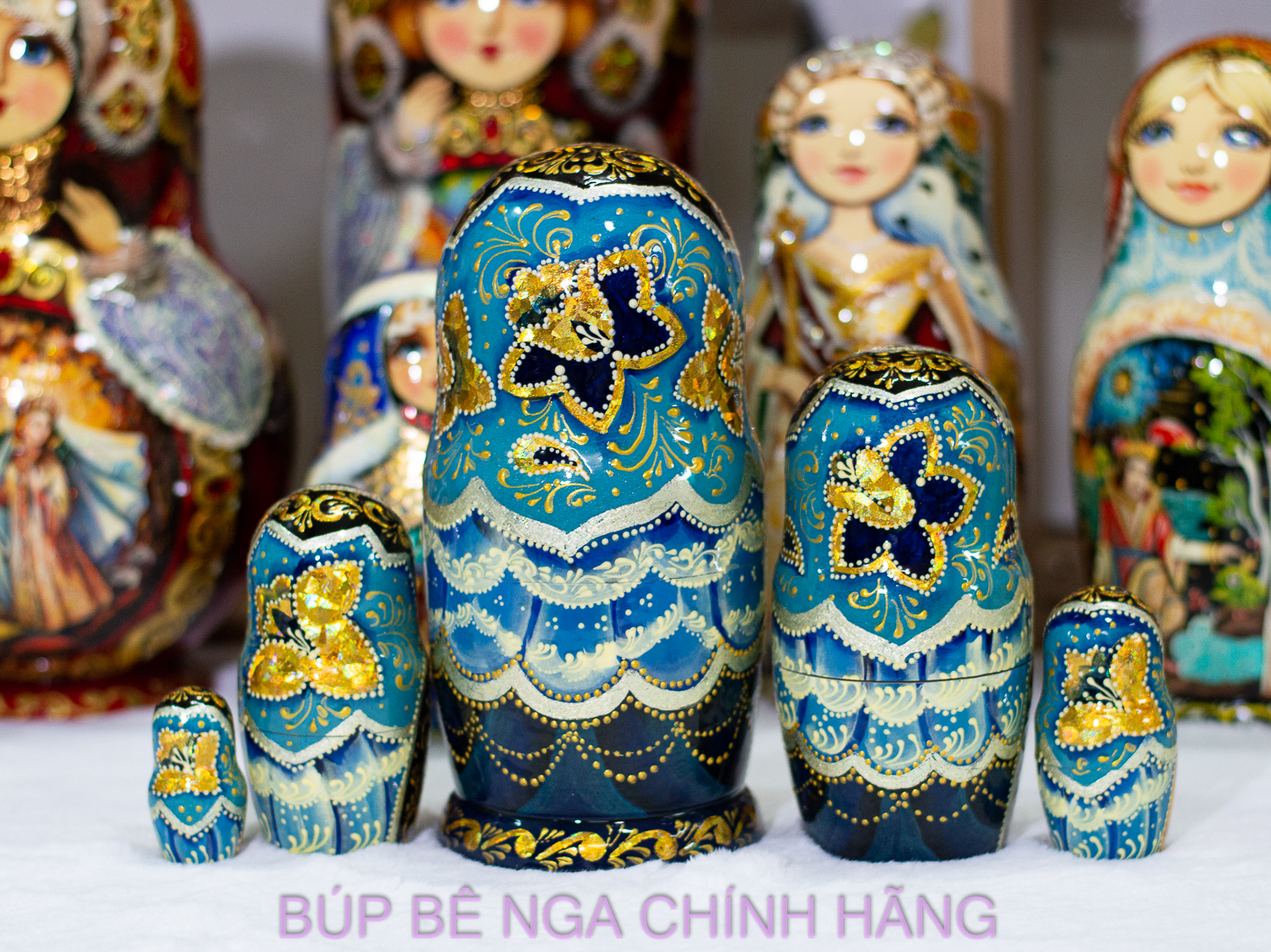 BỘ BÚP BÊ NGA MATRYOSHKA CAO CẤP 5 LỚP 18CM HOA VĂN "VỞ BALE HỒ THIÊN NGA" RẤT ĐẸP VÀ SANG TRỌNG