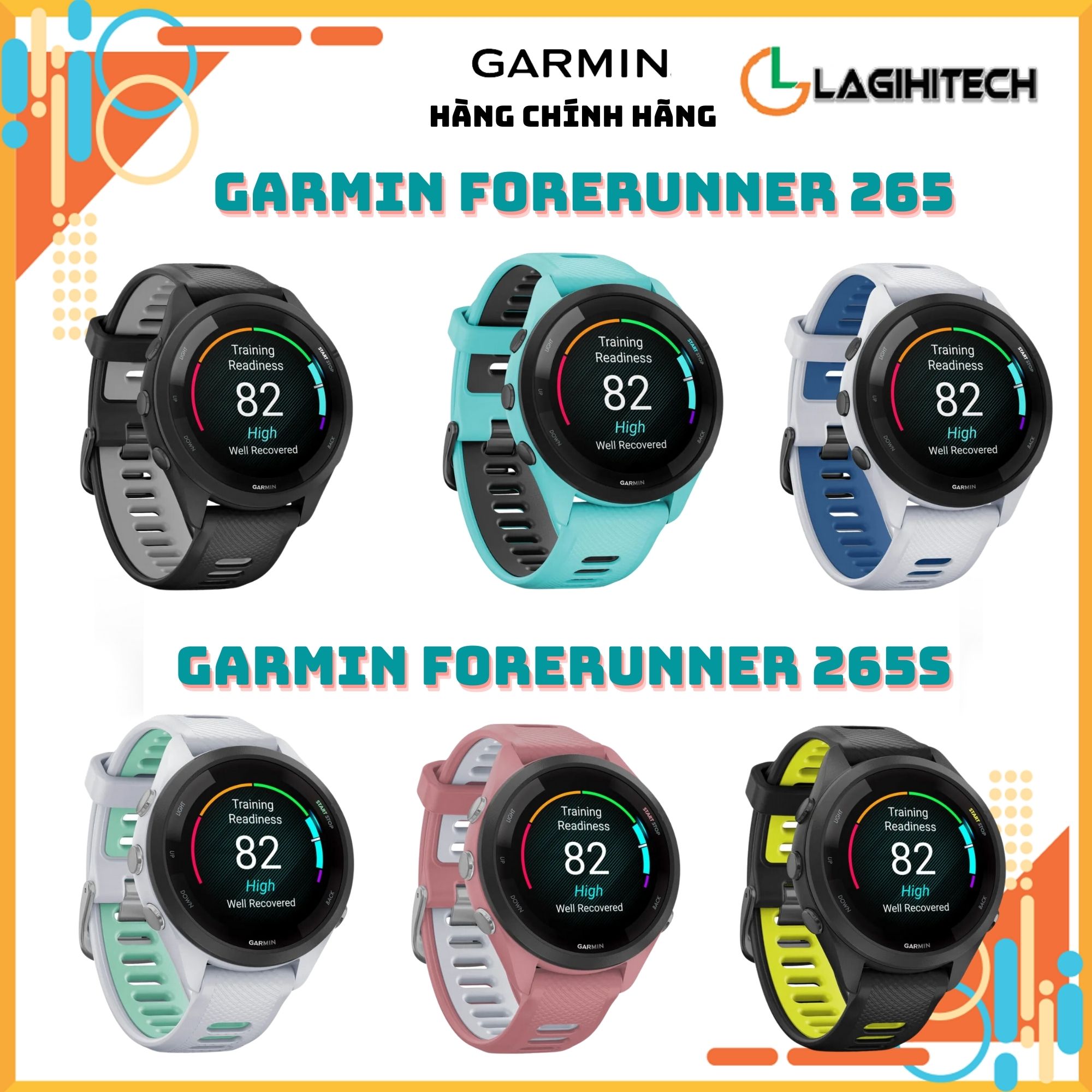 Đồng Hồ Thông Minh Garmin Forerunner 265 / 265S chuyên theo dõi chạy bộ màn hình AMOLED - Hàng Chính Hãng FPT