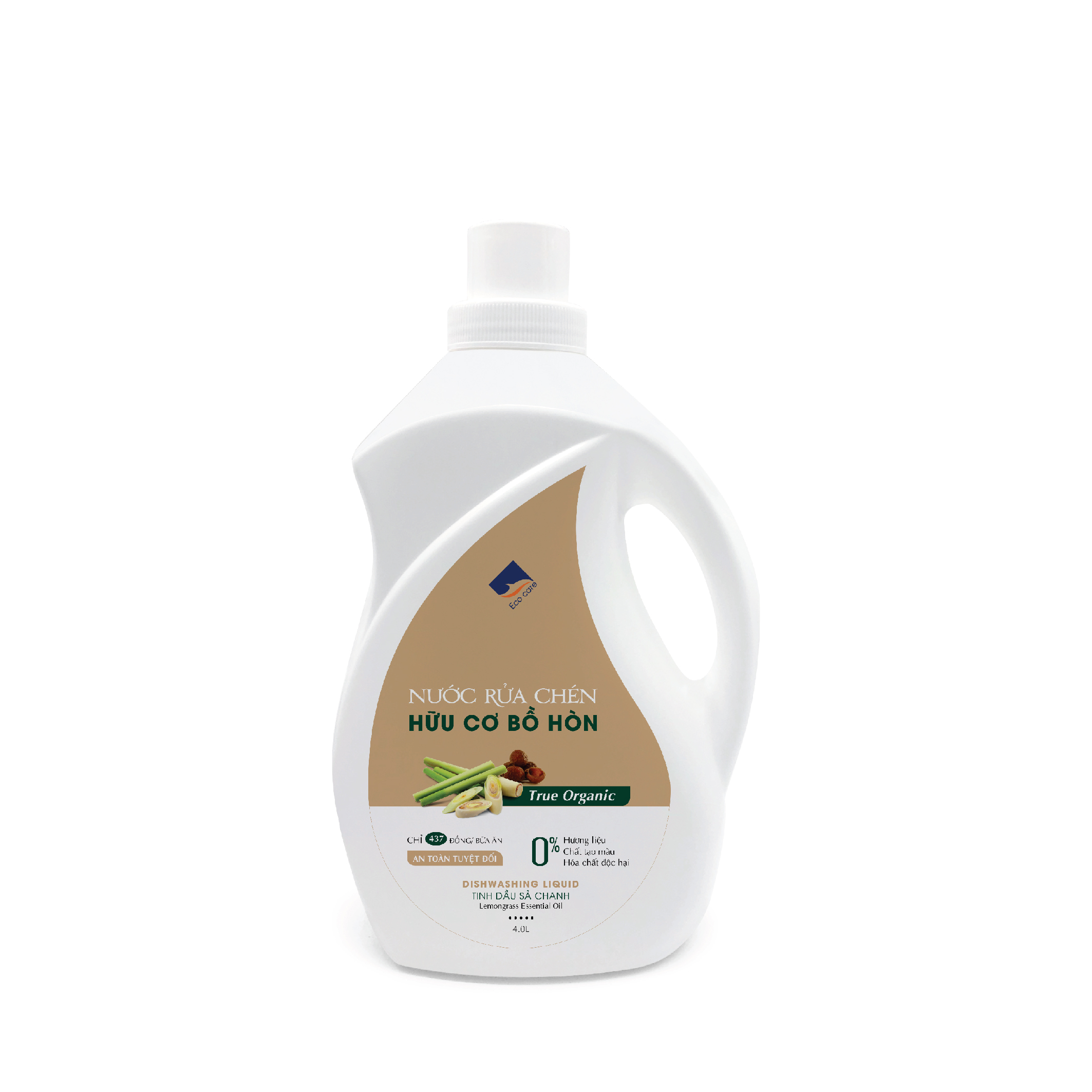Nước rửa chén hữu cơ Bồ hòn hương Sả Chanh 4000ml thương hiệu Ecocare