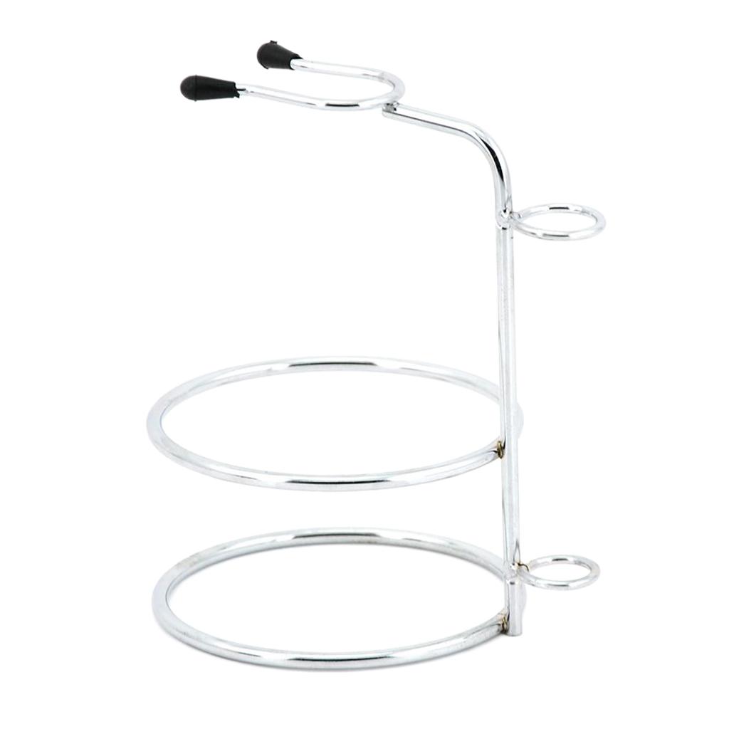 Weighted Base Removable Alloy Silver Men's Shaving Brush Straight Holder Stand Soap Bowl Double Edge