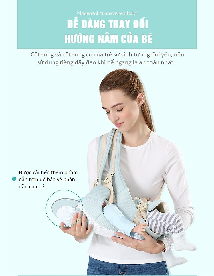 Địu Em Bé Cao Cấp Tila-Tila Mẫu TD01 Đa Năng 10 Tư Thế, Chống Cong Chân Và Đau Bẹn Bé, Sử Dụng Cho Nhiều Giai Đoạn Phát Triển Của Bé