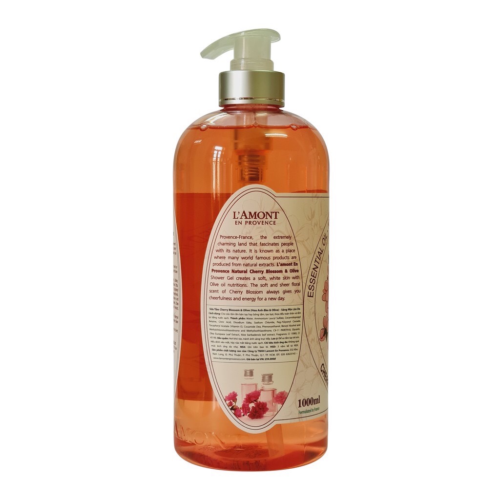 Combo 2 Sữa Tắm L'amont En Provence Cherry Blossom (Hoa Anh Đào) Shower Gel 1000ml/chai