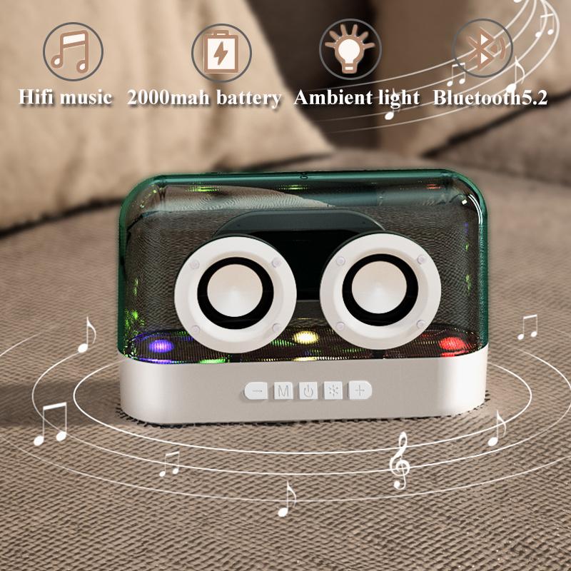 Di động Bluetooth 5.2 Loa không dây loa Hifi Radio RGB Máy nghe nhạc MP3 trong suốt với Mic/Night Light Hỗ trợ TWS/TF/AUX Color: White