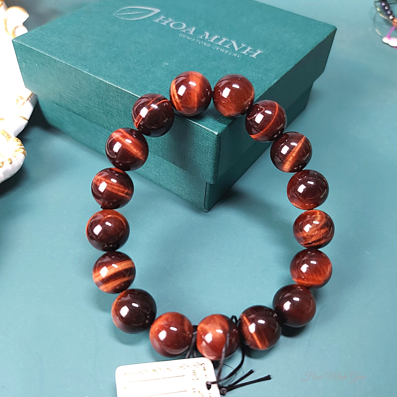 Vòng tay phong thủy chuỗi Mắt Hổ Đỏ Nâu chất 5A VIP size 12 li, hợp mệnh Hỏa Thổ