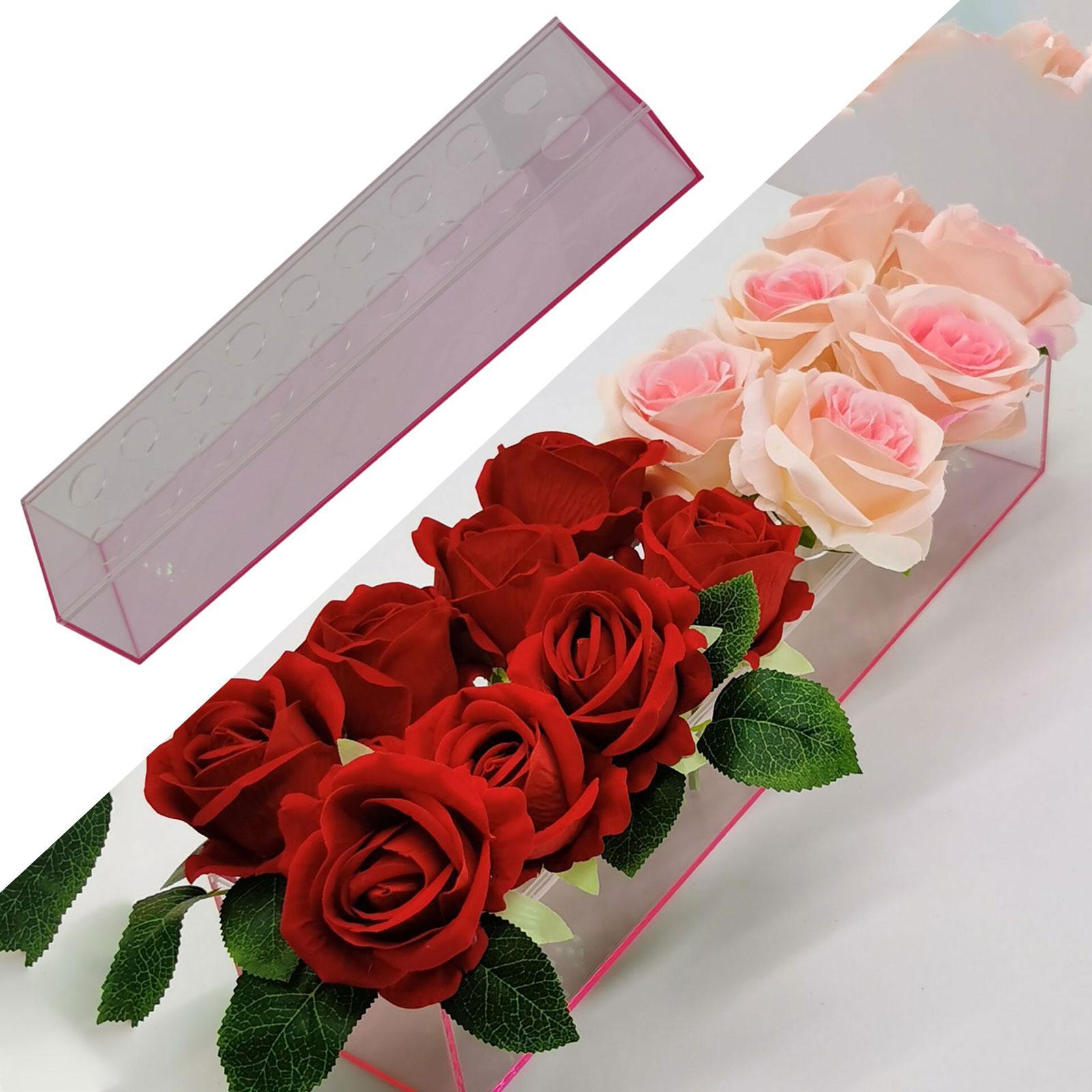 Hydroponics Plants Holder Home Living Room Acrylic Flower Vase Rectangular