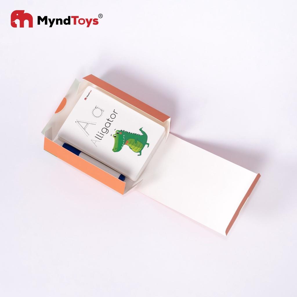 Bộ 26 thẻ dày luyện viết chữ Myndtoys Learning ABCs dạy cho bé từ 4 tuổi nhận biết mặt chữ, từ vựng mới