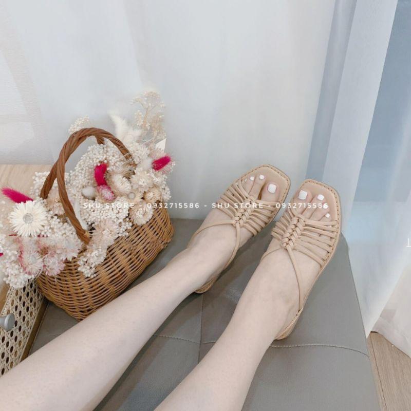 Dép sandal xương cá đế bệt Shu Store - Dép sandal thời trang xinh xắn