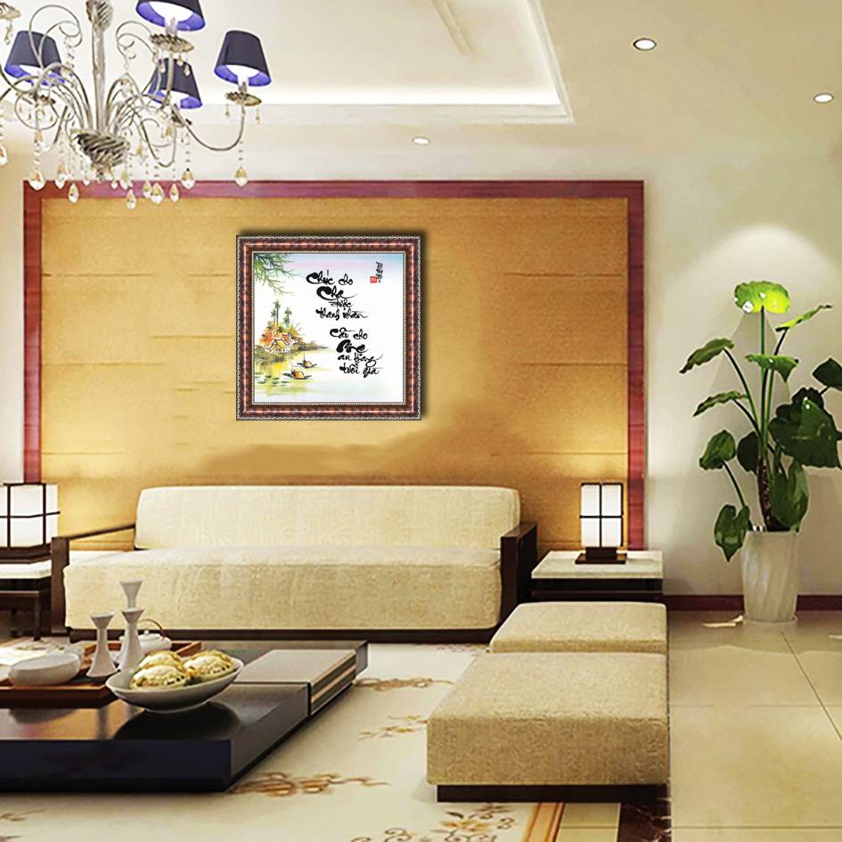 Tranh thư pháp, thư pháp treo tường những câu nói hay TK: 36X36cm đã bao gồm khung