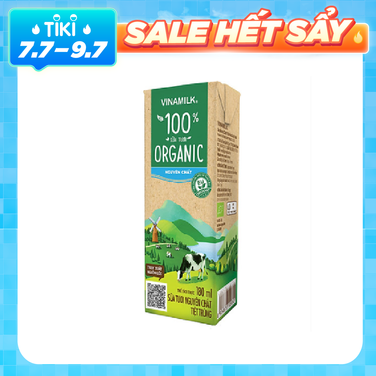 Thùng 48 Hộp Sữa Tươi Tiệt Trùng Vinamilk 100% Organic Không Đường 12 lốcx180ml-Mẫu mã mới