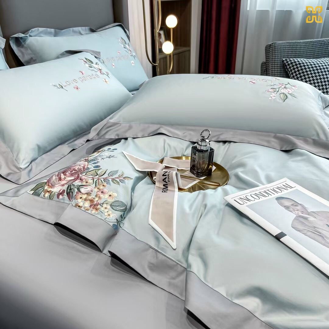 Set lụa 4 món cao cấp LYG Home Bedding Furniture mềm mịn tặng 02 ruột gối bông Micro