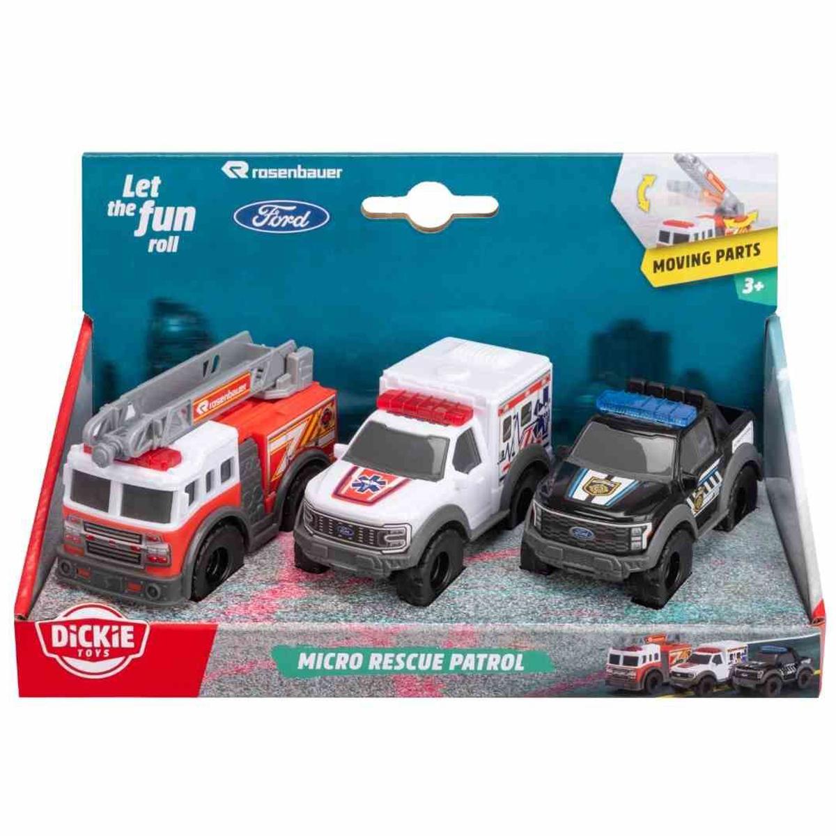 Bộ 3 Đồ Chơi Mô Hình Xe Cứu Hộ Micro Rescue Patrol - Dickie Toys 203712031