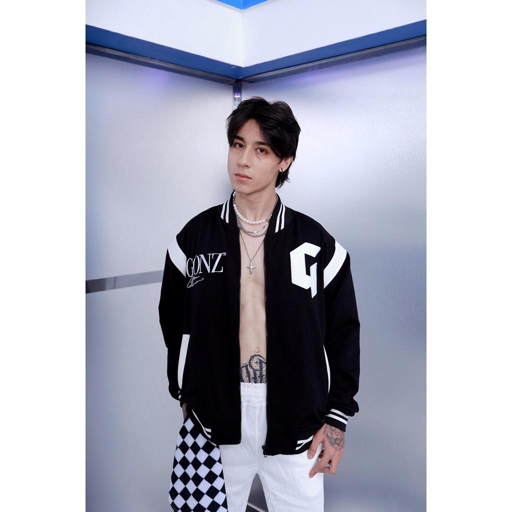 Áo Khoác Form Rộng Nỉ Jacket Varsity FunFace Gonz K1 - Đen