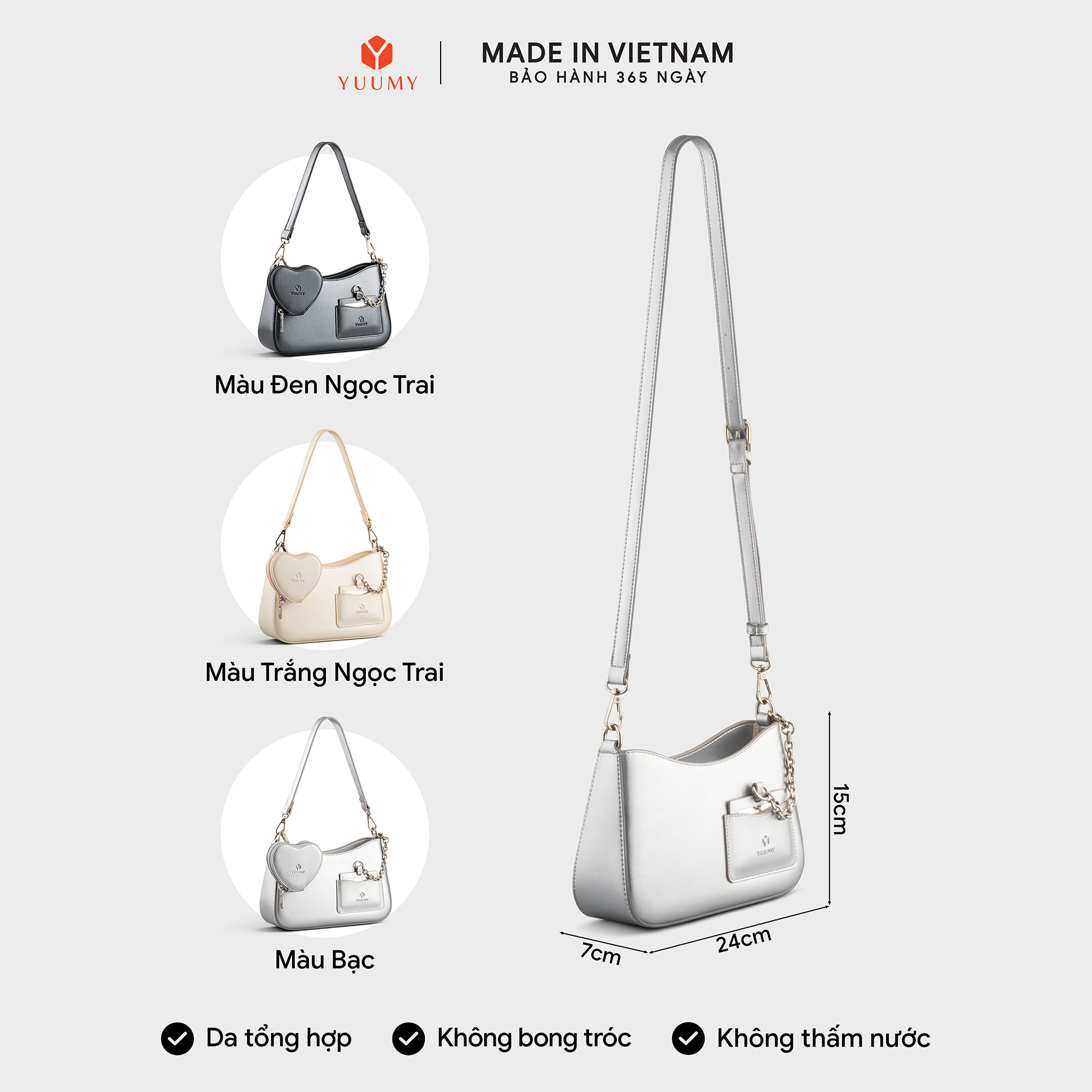 Túi Yuumy ( Thời trang nữ kèm phụ kiện xinh xắn size 24 - Túi đeo chéo da Glossy YN295 )